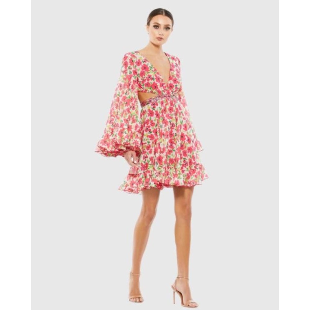 Mac Duggal Floral Pink Mini Dress - Picture 1 of 8